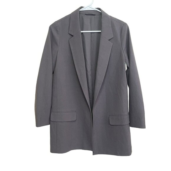 All Saints Black Smoke Aleida Open Long Length Blazer Jacket Size 4 NEW - Picture 1 of 11